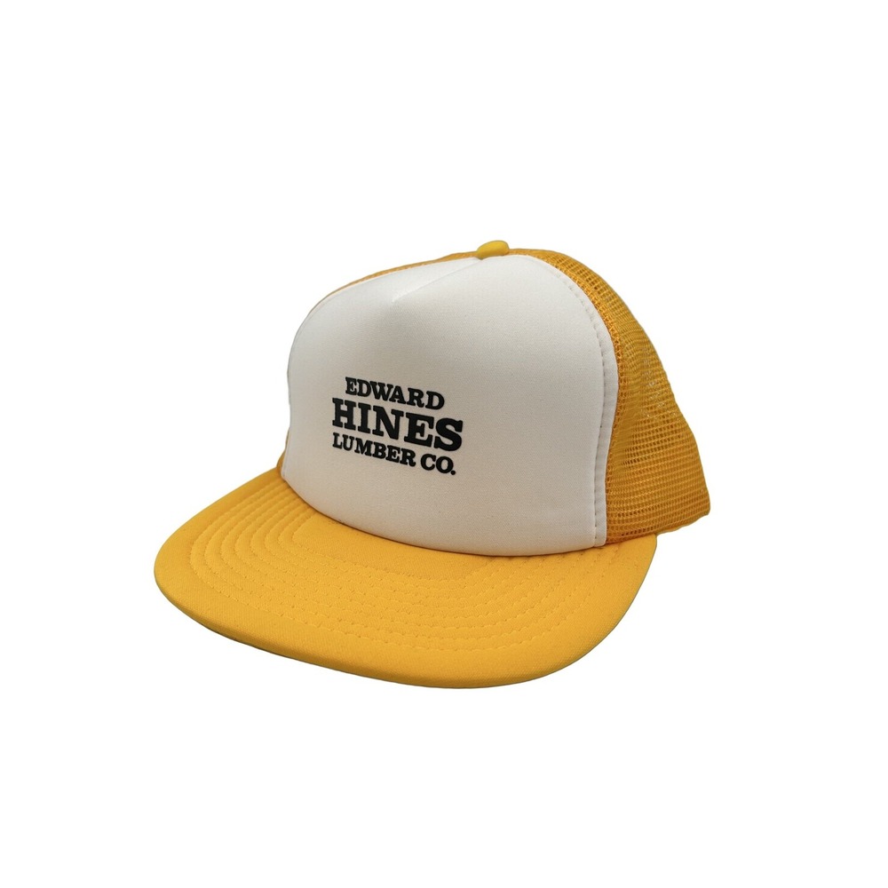 Portcap Edward Hines Lumber Co. Trucker Hat Yellow White Vintage Snapback OSFA